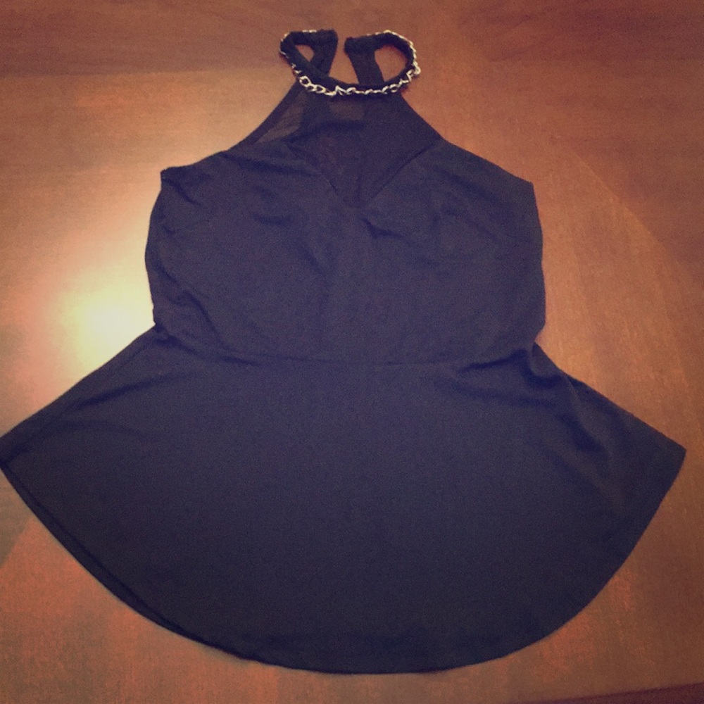 Marci Black Top with jewelry attached